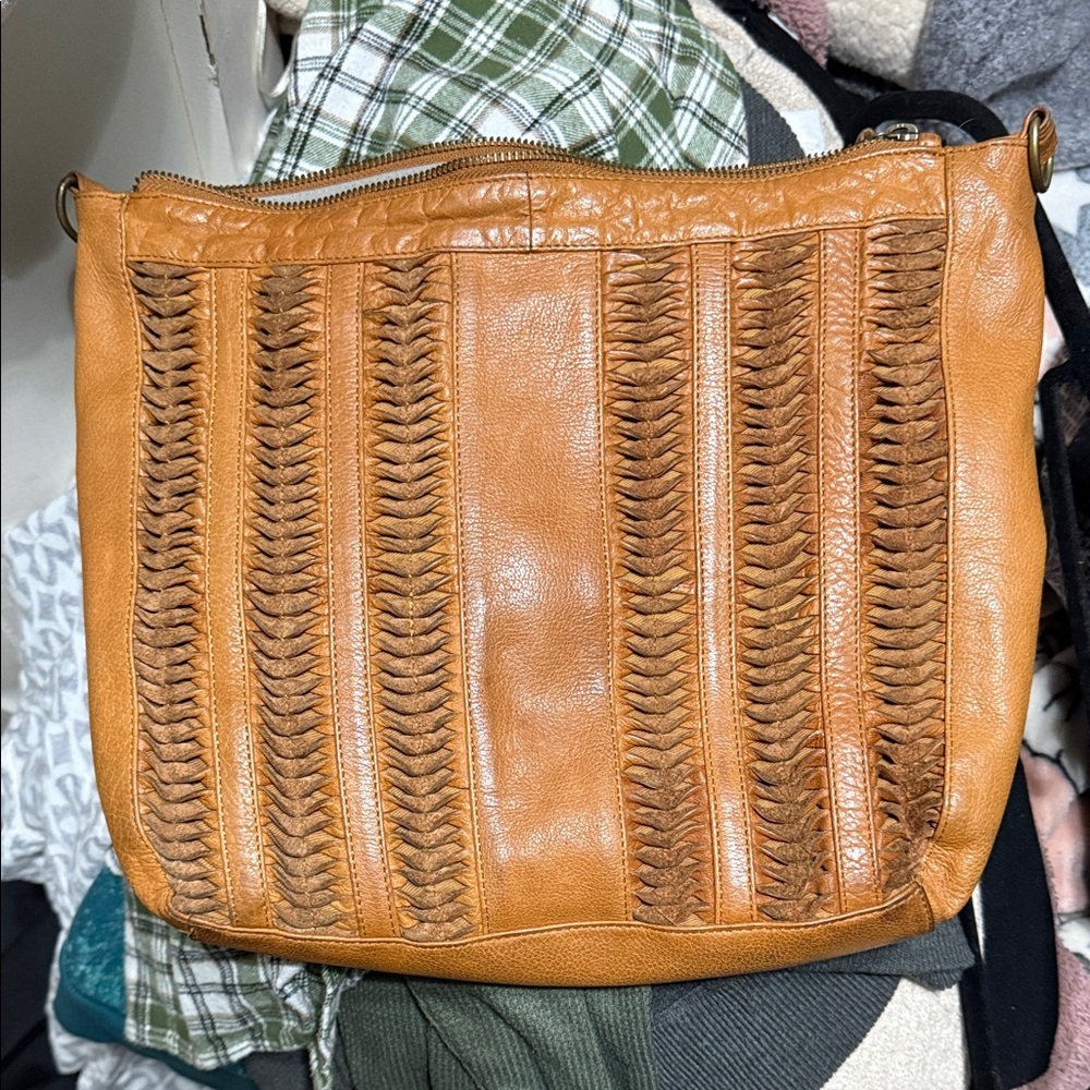 Tan Leather Woven Women's Bag